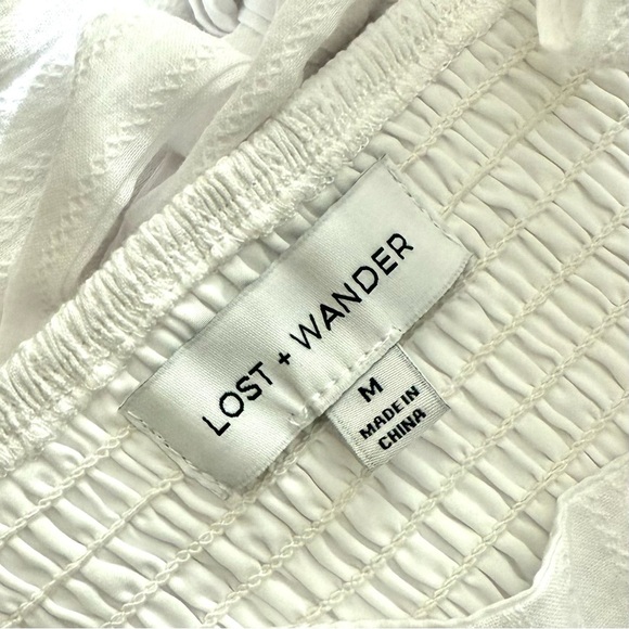 Lost + Wander Peplum Tank Top Size Medium in White with Ruffle Tiers - Picture 7 of 7